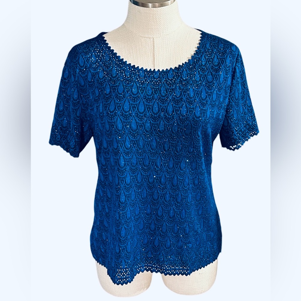 Chic Sapphire Lace Blouse